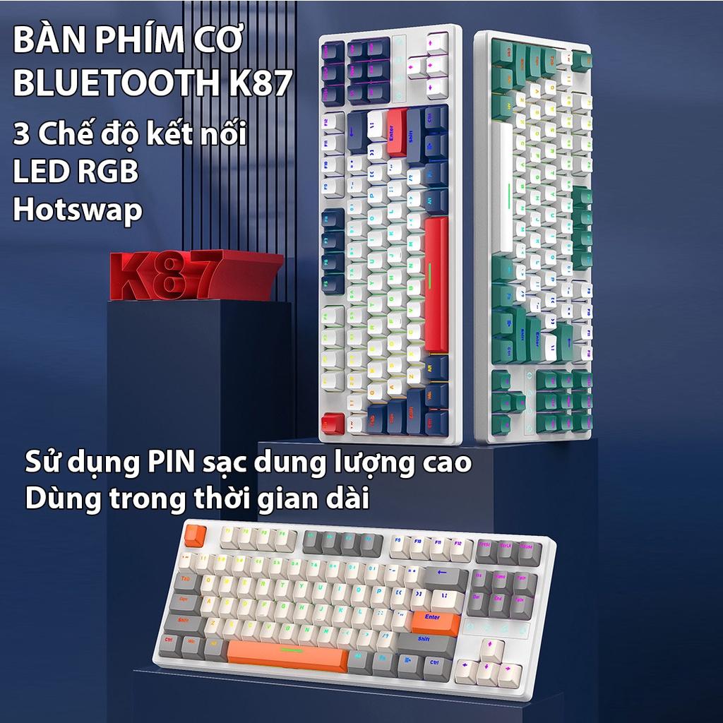 Bàn phím cơ Coputa Bàn phím cơ Bluetooth không dây 3 chế độ LED RGB Hotswap cao cấp K87