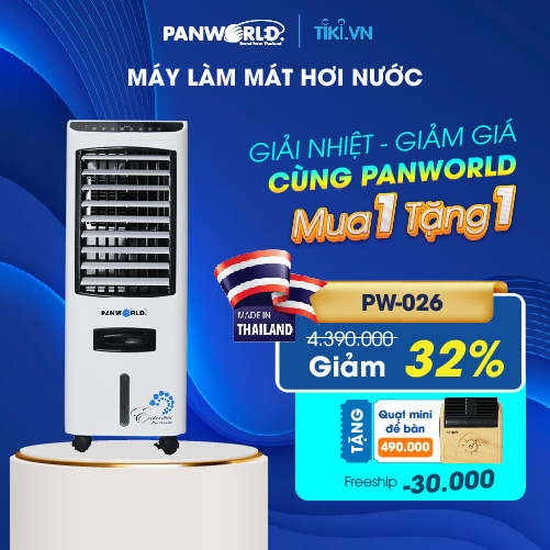 Máy làm mát không khí bằng hơi nước PW-026 Thái Lan công suất 170W bình nước 17 lít - Hàng chính hãng