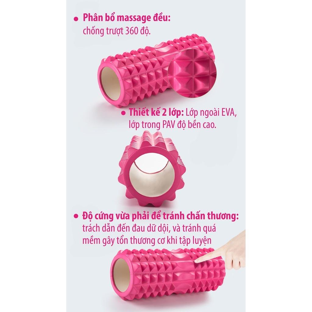 Con Lăn Massage Ống Lăn Dãn Cơ Foam Roller Tập Gym/Yoga/Thể Hình PINK mới 2022