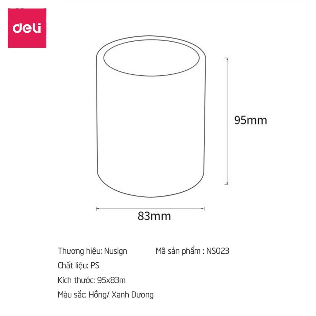 Ống cắm bút để bàn Deli - Chất liệu nhựa cao cấp - Xanh dương/Hồng - NS023