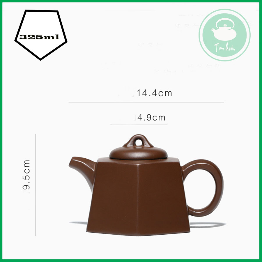 Ấm tử sa lục phương Nghi Hưng 325ml