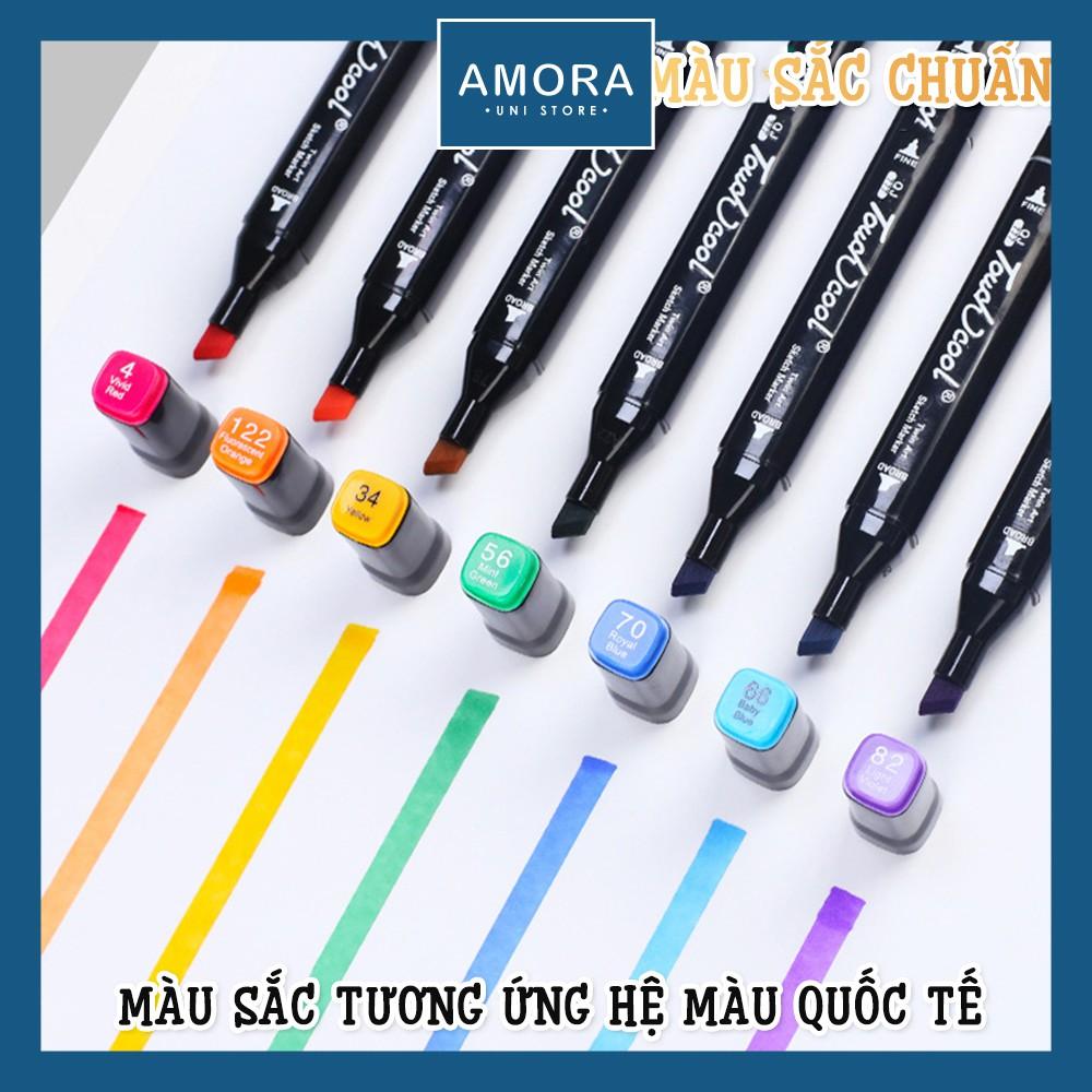 Bút Marker Touch Cool nguyên SET 40 cây + túi vải + bộ quà tặng 5 món - mực cao cấp - Bút vẽ trang trí - Amora UNI