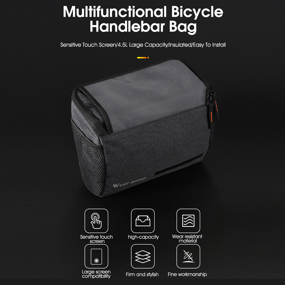 Túi đựng đồ đi xe đạp dung tích lớn 4,5L WEST BIKING treo khung, không thấm nước TPU