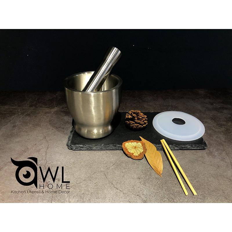 Bộ cối, chày Inox nghiền gia vị 304 nguyên khối, có nắp, siêu bền - Phong các
