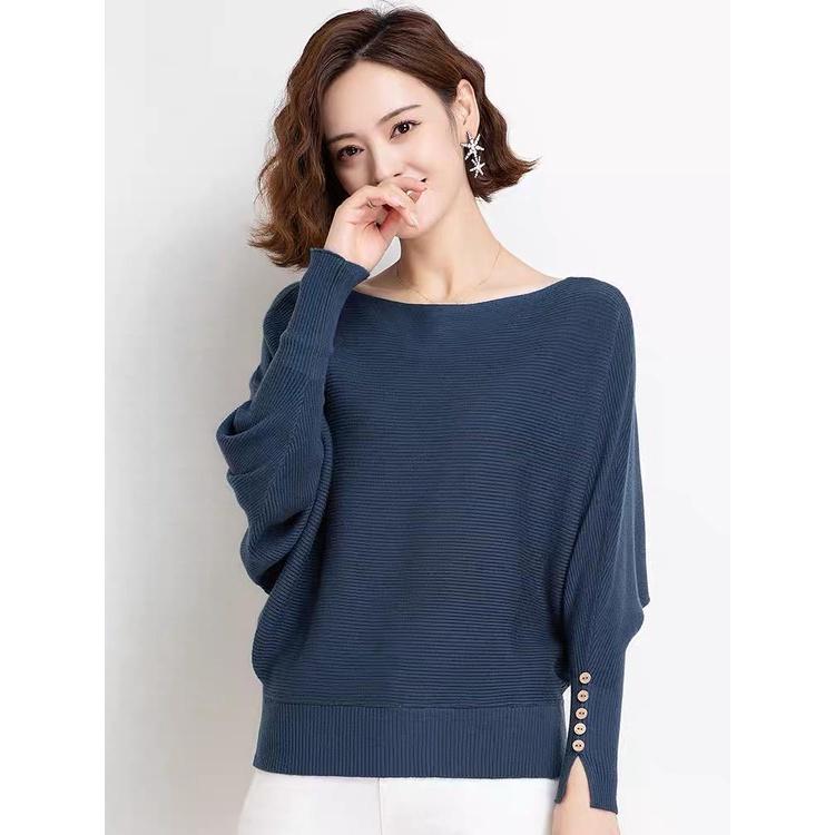 MS842 Áo len nữ cánh dơi tay khuy bo gấu thanh lịch