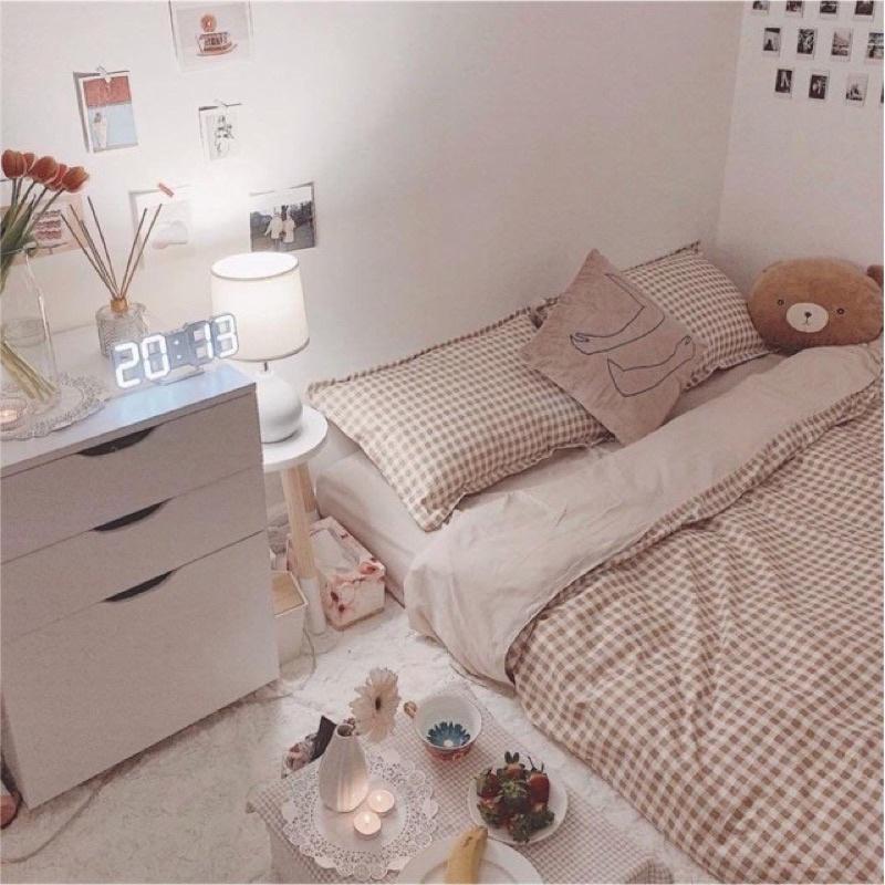Bộ chăn ga gối Cotton Poly Hàn Quốc miễn phí bo chun ga giường bọc đệm