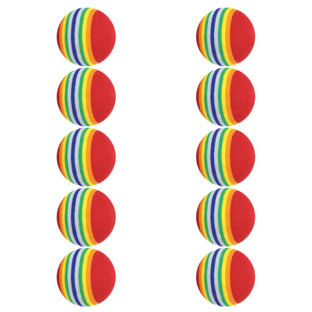 10Pcs EVA Foam Golf Balls Rainbow Stripe Swing Practice Training Aids Sports