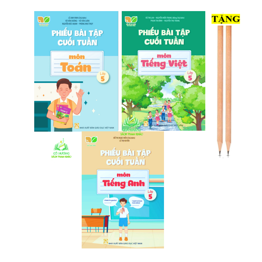 Hình ảnh Sách - Combo 3 cuốn Phiếu bài tập cuối tuần môn Toán + Tiếng Việt + Tiếng anh lớp 5 ( Kết Nối Tri Thức ) - ĐN