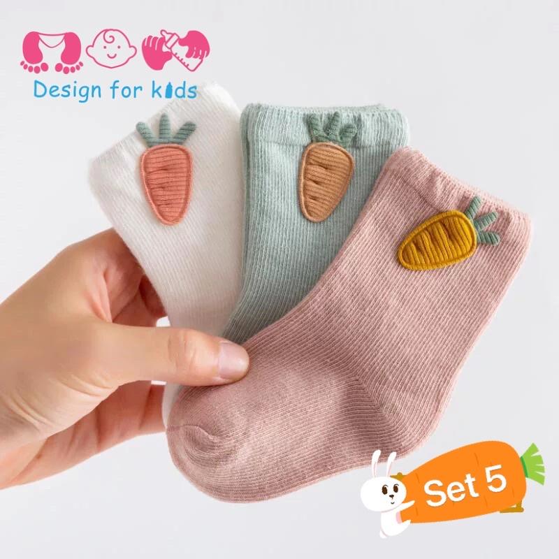 Set 3 đôi tất len đính họa tiết dễ thương cho bé trai và bé gái