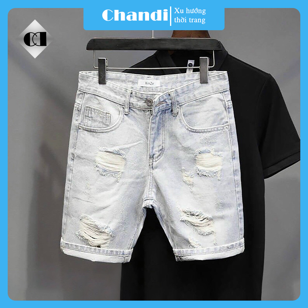 Quần Short Jean Nam co dãn kiểu dáng trẻ trung đơn giản Thương Hiệu Chandi, quần sọt mẫu mới xu hướng QSJN229