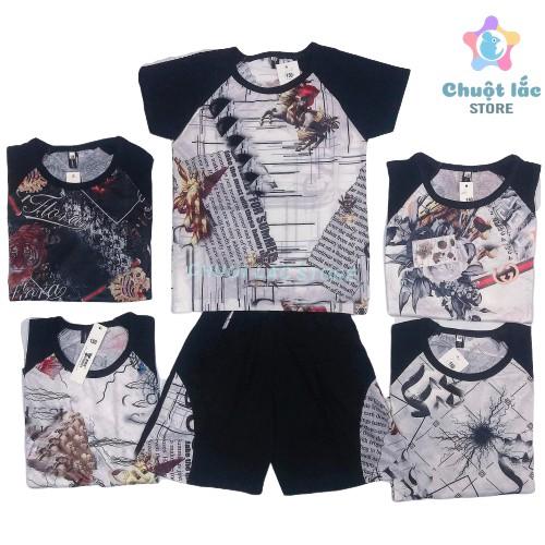 Bộ quần áo bé trai size đại cotton thông hơi in 3D cho bé từ 15kg đến 30kg