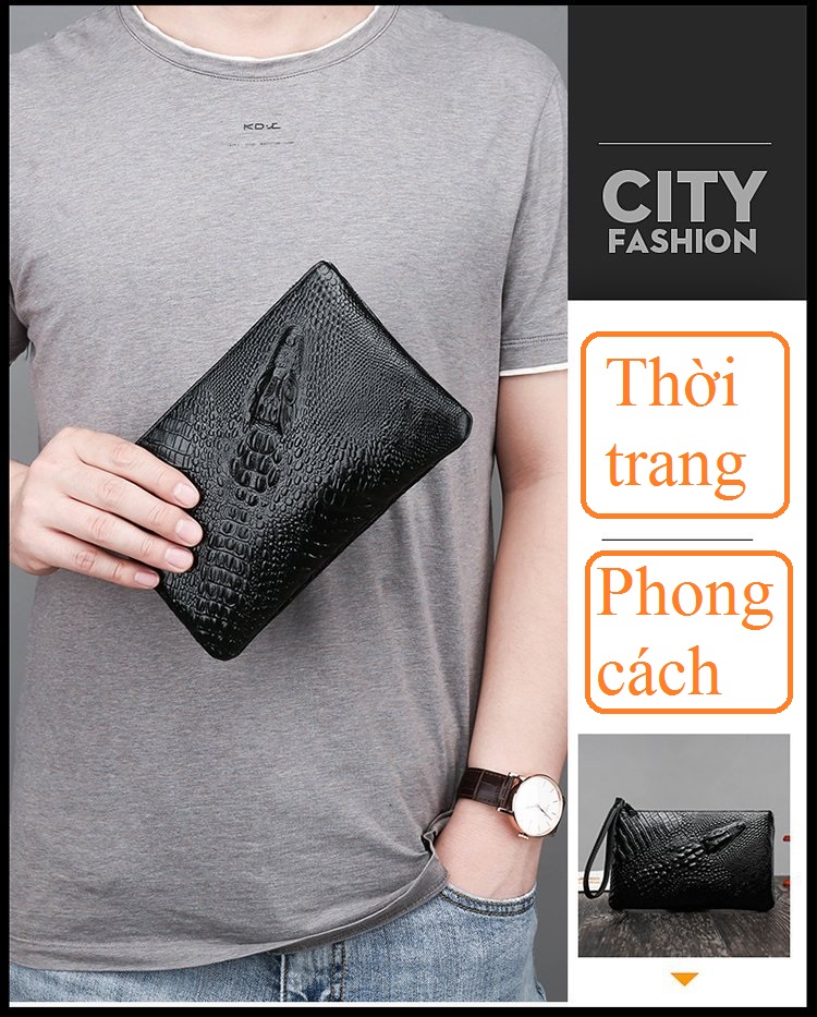 Túi Xách Họa Tiết Da Cá Sấu Thời Trang Dành Cho Nam