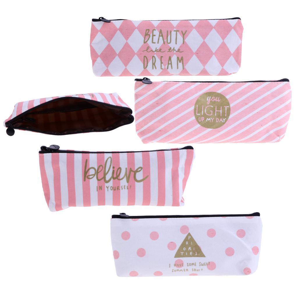 Fashion Zipper Pencil Pen Case Bag Canvas Makeup Cosmetic Bag Pouch Student