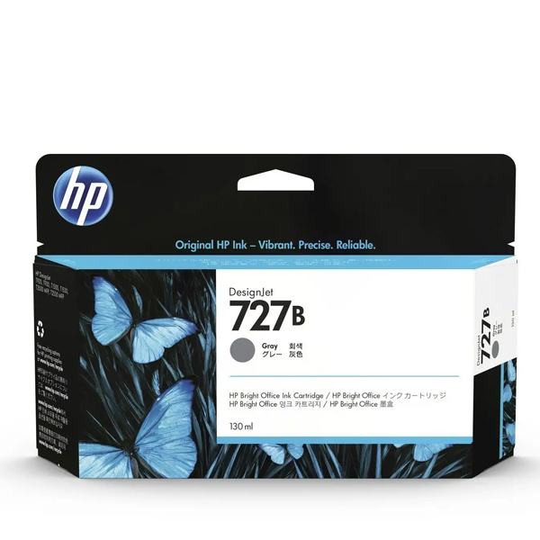 Mực HP DesignJet 727 Gray Ink Cartridge (3WX15A) 130ml (Thay cho mực B3P24A) dùng cho các dòng máy T920PS/T1500/T3500/T930/T1530- Hàng chính hãng