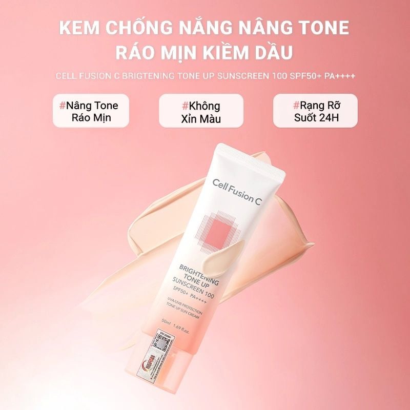 Combo 2 Kem Chống Nắng Dưỡng Trắng Nâng Tone Da Cell Fusion C Brightening Tone Up Sunscreen 100 SPF50+/ PA ++++ 35ml