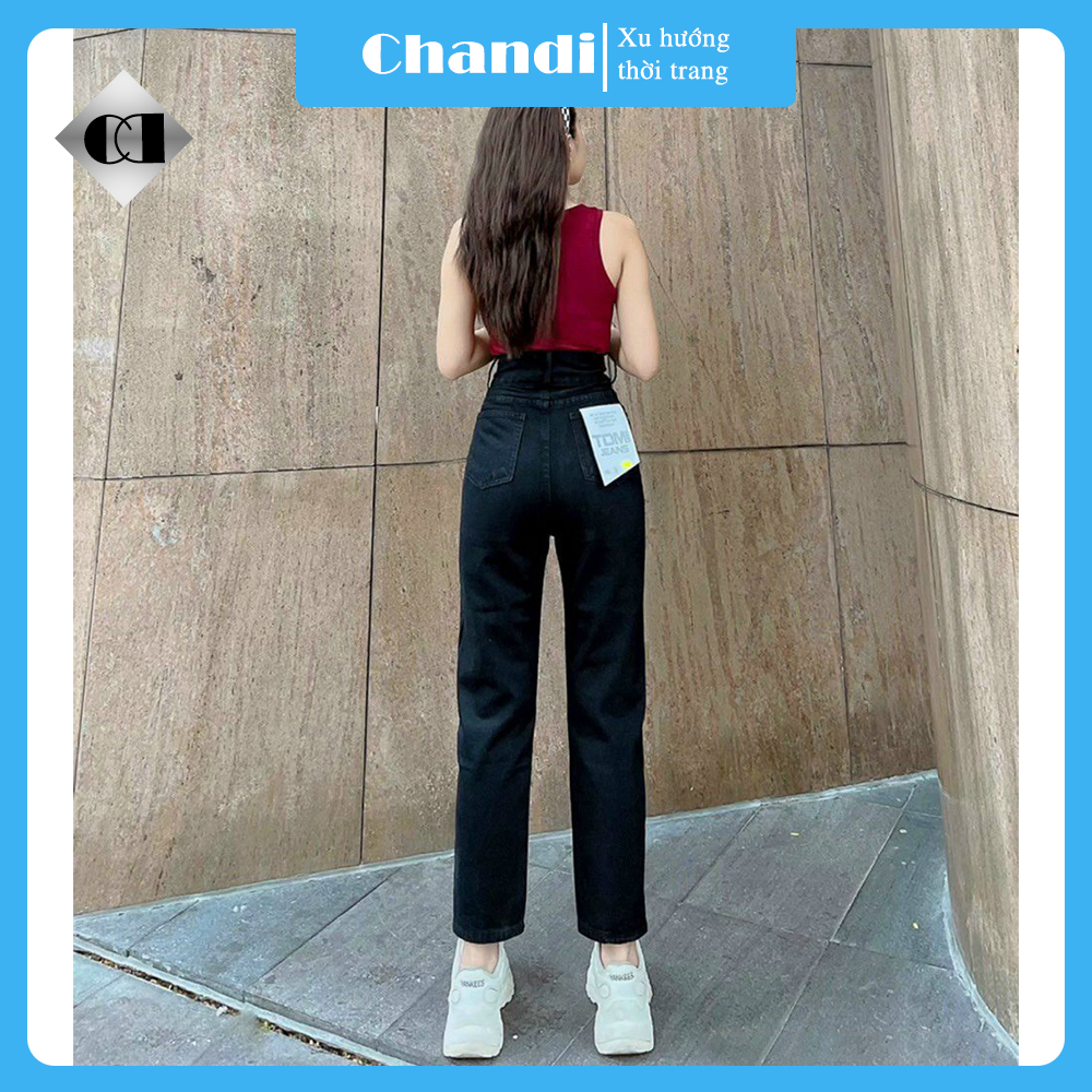 Quần Jean Nữ Dáng Baggy thương hiệu Chandi, chất jean co dãn nhẹ lưng cao mẫu mới MS3264