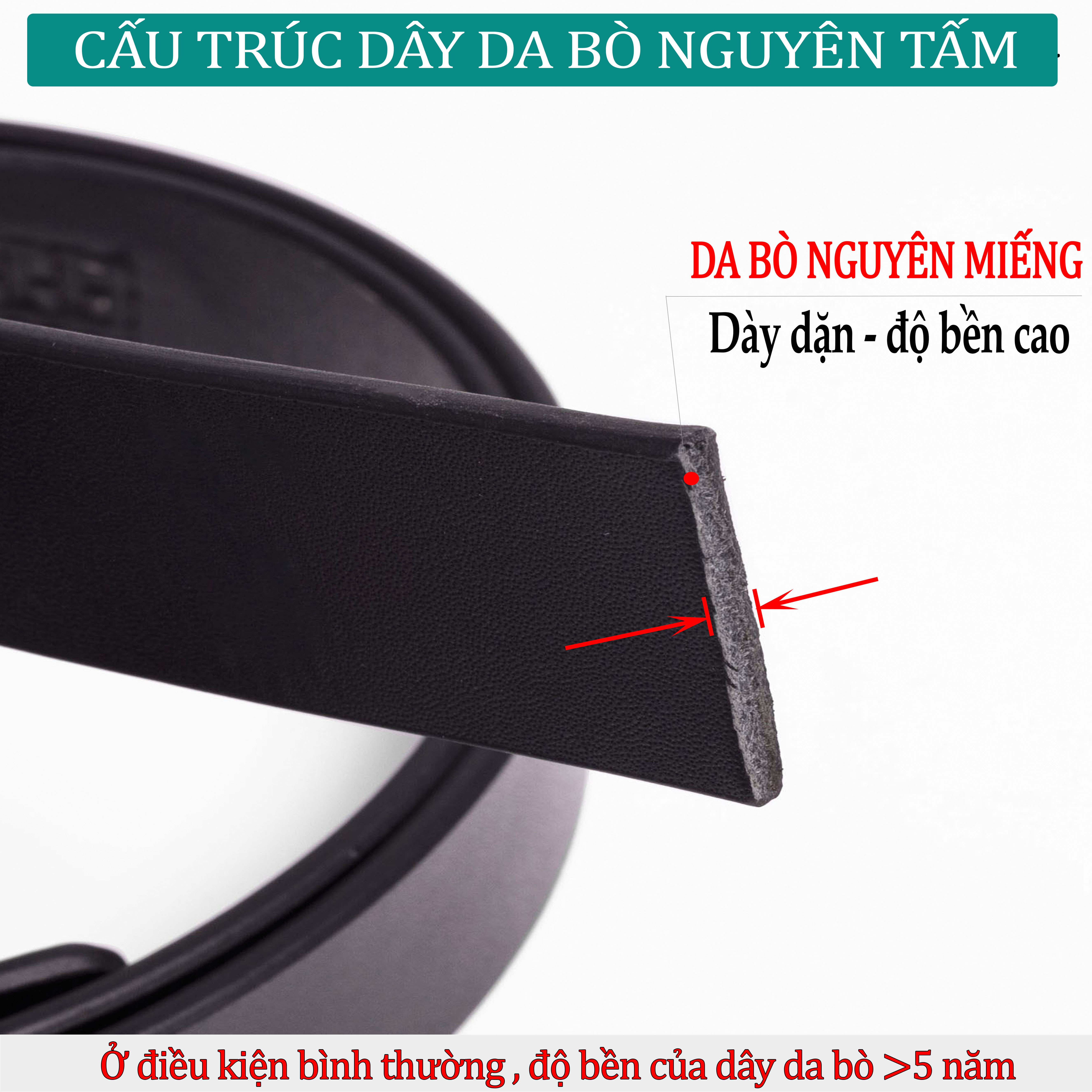 Hình ảnh Thắt lưng nam, dây nịt nam da bò thật nguyên tấm Bụi Leather L110 - Khóa tự động, nhiều mặt khóa tùy chọn - Bảo hành 12 tháng