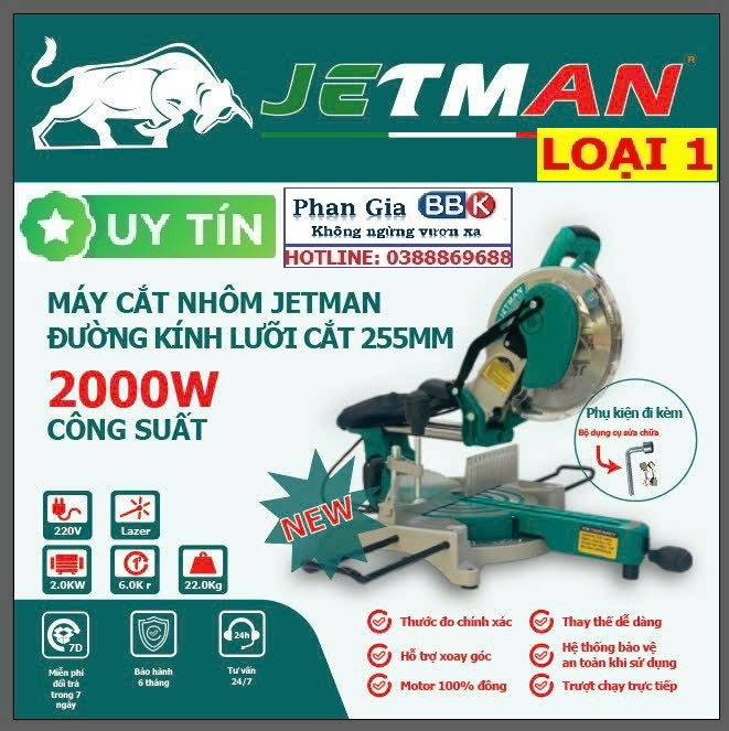 Máy Cắt Nhôm Trượt JETMAN 2000W JM-256 Chính Hãng