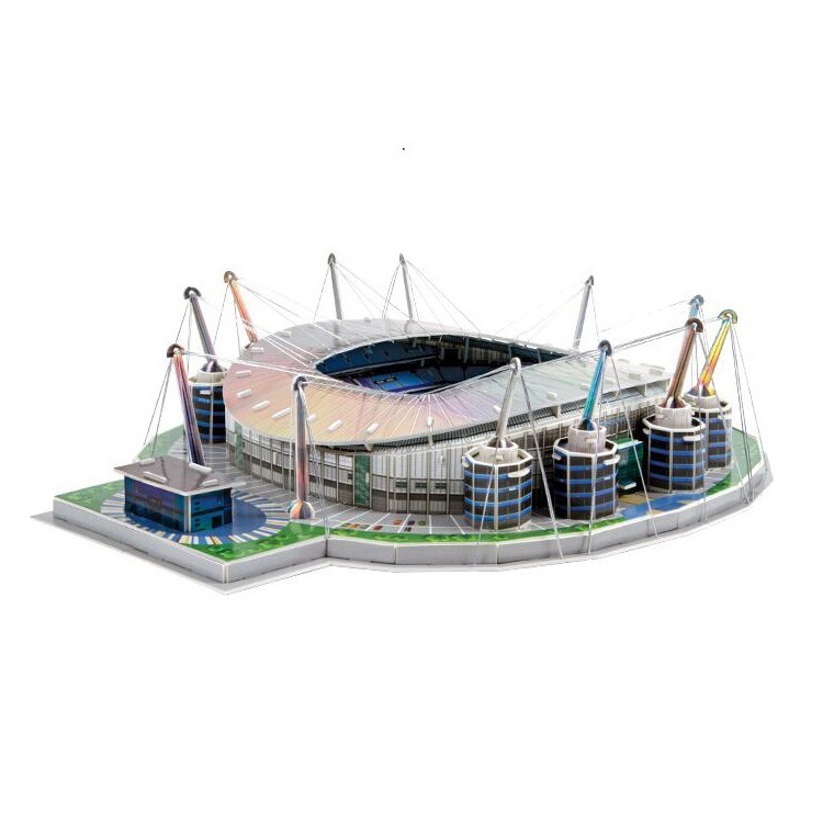 Đồ chơi lắp ráp Giấy 3D Mô hình Sân Vận Động Etihad Manchester City - Tặng kèm đèn LED