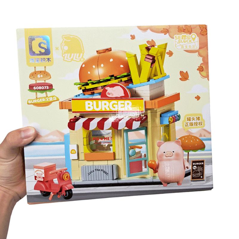 Đồ Chơi Lắp Ráp Mô Hình Cửa Tiệm Hamburger Lulu - Sembo 608073 (444 Mảnh Ghép)