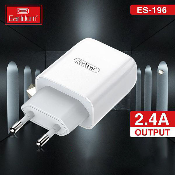 Bộ sạc nhanh Earldom ES - 196 hỗ trợ 2 cổng USB, kèm dây sạc,sạc nhanh tiện lợi, dùng cho iphone ,samsung,oppo - hàng chính hãng