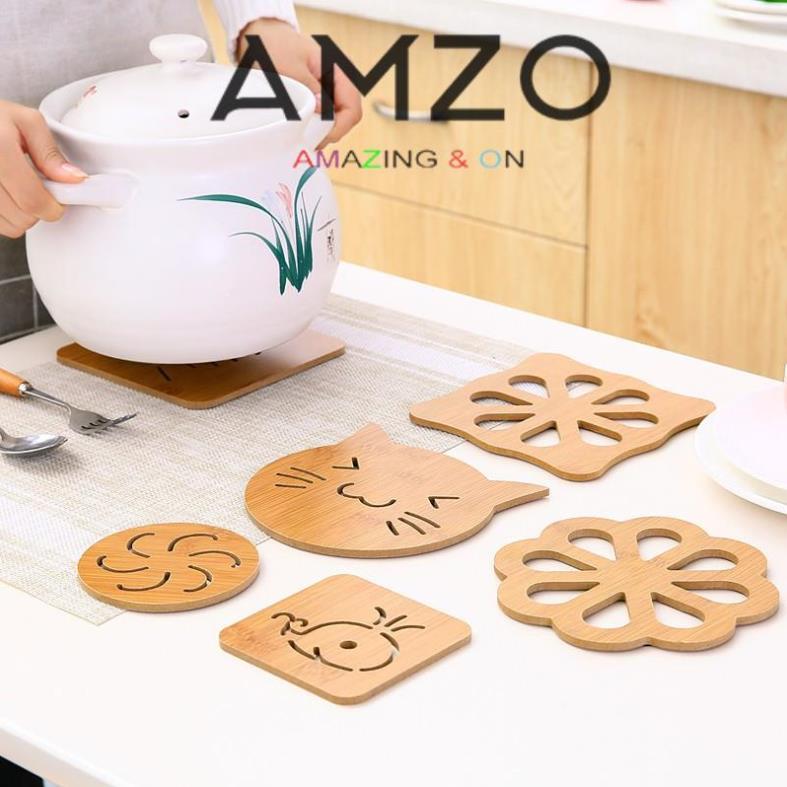 Miếng Lót Nồi Bằng Gỗ Cách Nhiệt Tiện Dụng AMZO - giao ngẫu nhiên