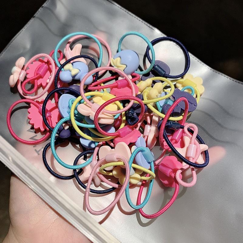 Túi 20 dây buộc tóc hoa quả động vật dễ thương nhiều màu sắc cho bé gái Xu Xu Kids