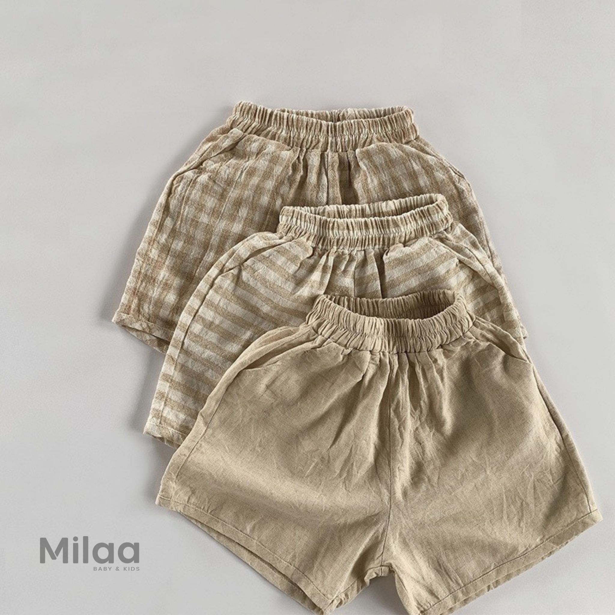 Quần Short Linen 3 Màu Siêu Vintage Cho Bé MiLaa Kids QN0202