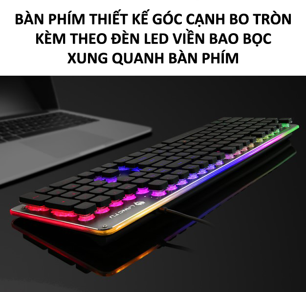 Bàn phím LANGTU L1 chuyên game mặt nhôm cao cấp full size 104 phím có đèn led viền 7 màu - Hàng Chính Hãng