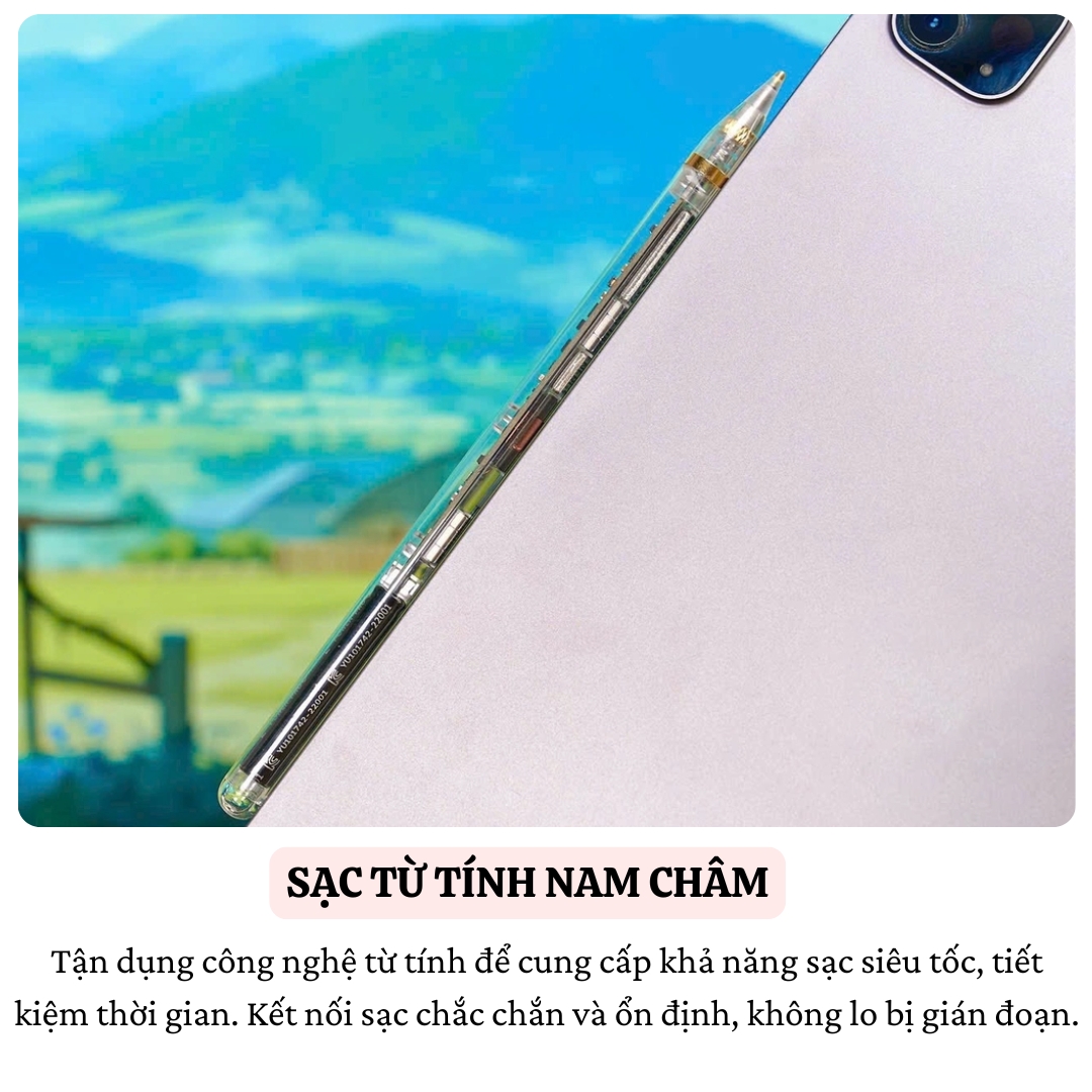 Bút cảm ứng lộ cơ cảm biến nghiêng chống tì tay sạc nam châm WIWU Stylus W PRO cho iPad Pro Air Mini đời 2018 trở lên Gen 7 8 9 10 10.9 11 12.9 13 Mini 6 M1 M2 M3 M4 - Hàng nhập khẩu