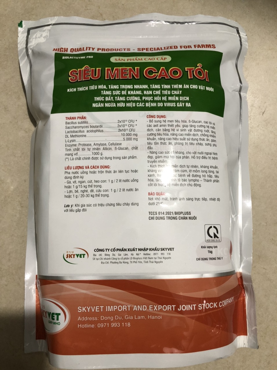 Thuốc thú y, Siêu men cao tỏi 1kg-Skyvet dùng cho chó, mèo, gia súc, gia cầm