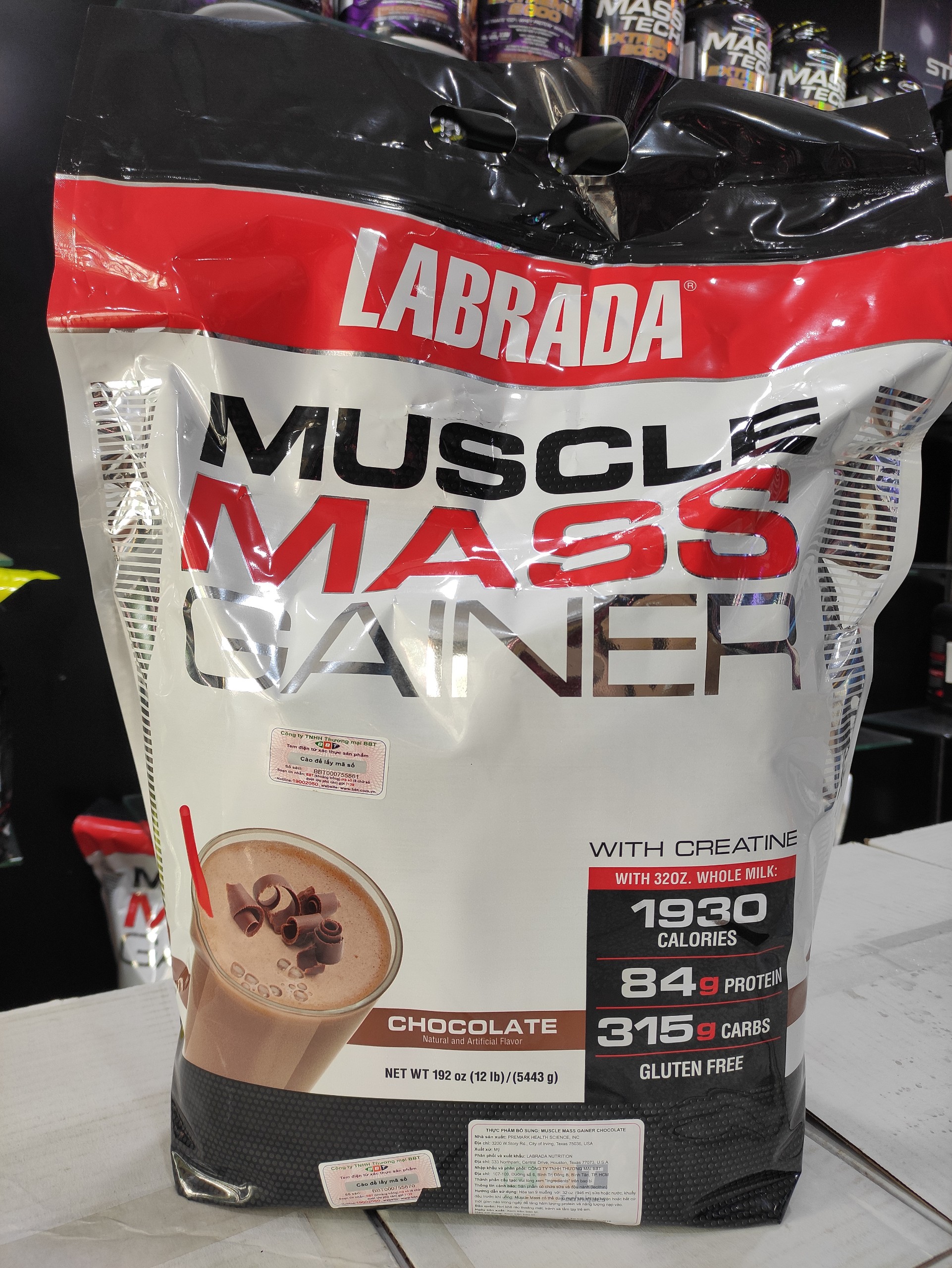 Sữa Tăng Cân Labrada Muscle Mass Gainer 12Lbs (5.4kg), Hỗ Trợ Tăng Cân Tăng Cơ Nhanh