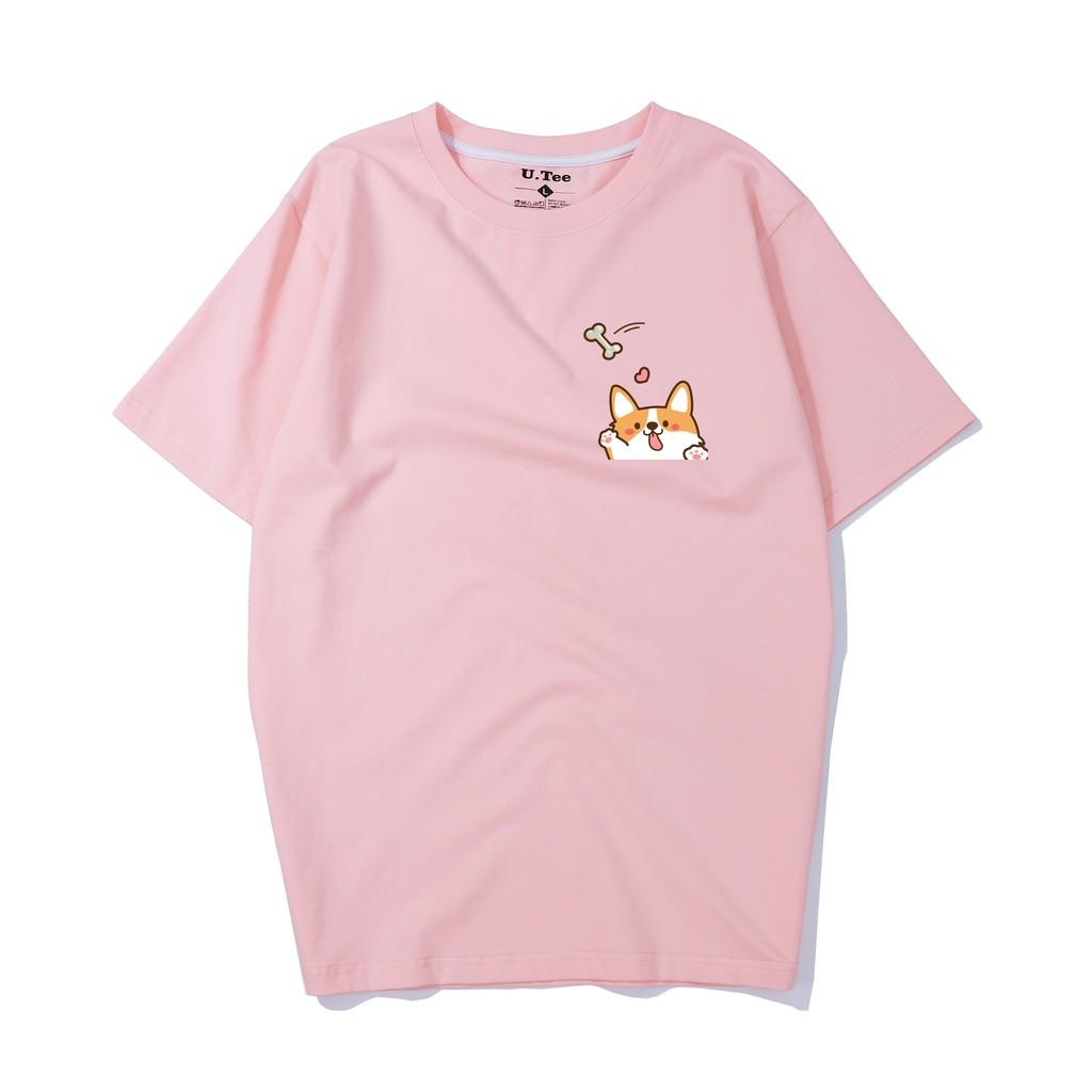 Áo Thun Unisex Tay Lỡ Form Rộng - Hình Chó Corgi Cực Cute