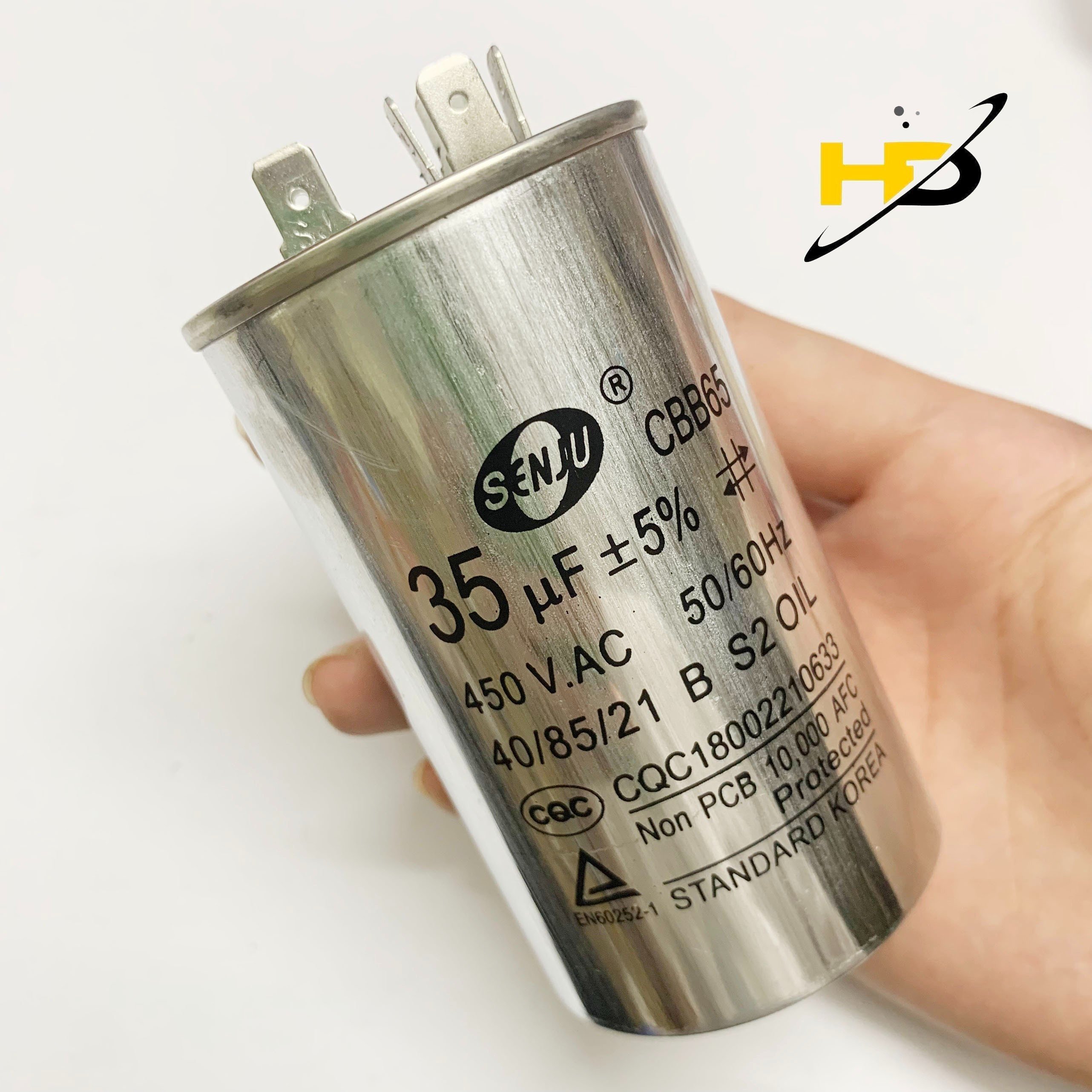 Tụ Khởi Động CBB65 35uF 450V Dùng Cho Máy Lạnh, Điều Hòa, Máy Giặt Vỏ Nhôm