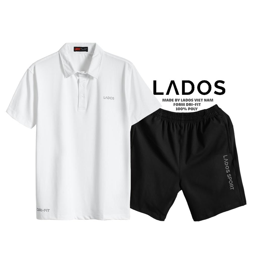 COMBO thể thao nam đẹp cao cấp LADOS - 7003 vải co giãn, tập gym, chạy bộ phong cách, năng động - Trắng-đen - M