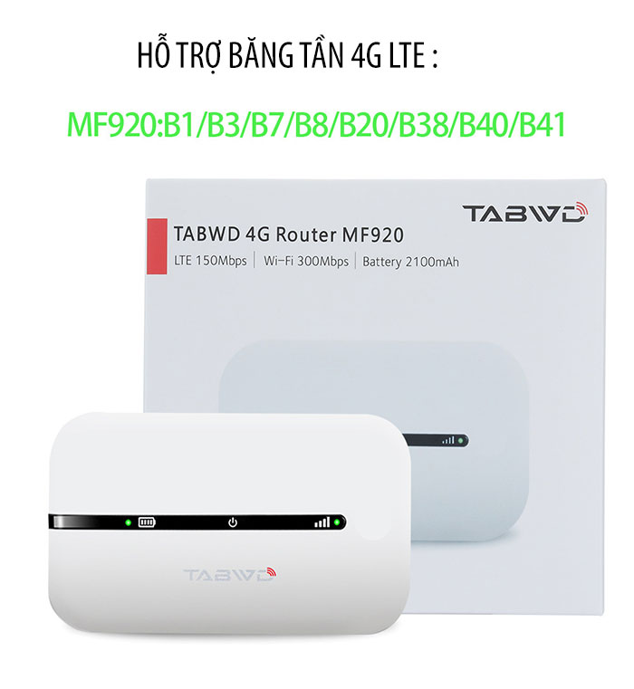 Bộ Phát Wifi 4G Tabwd Mf920 Tốc Độ 150Mbps – Kết Nối 15 Thiết Bị – Nhỏ Gọn Tiện Lợi – Pin 2100mAh