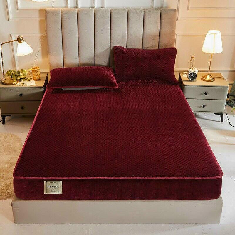 Bộ ga gối nỉ nhung mẫu mới 3 món 1m6x2m