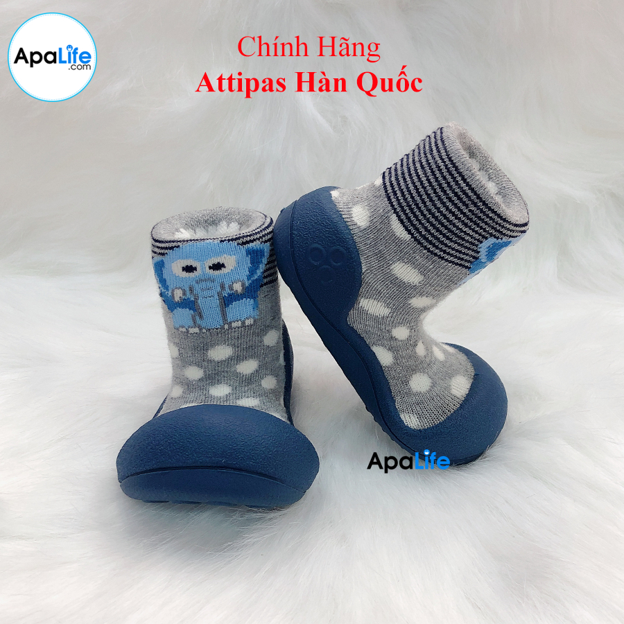 Attipas Zoo - Navy/ AT047 - Giày tập đi cho bé trai /bé gái từ 3 - 24 tháng nhập Hàn Quốc: đế mềm, êm chân &amp; chống trượt