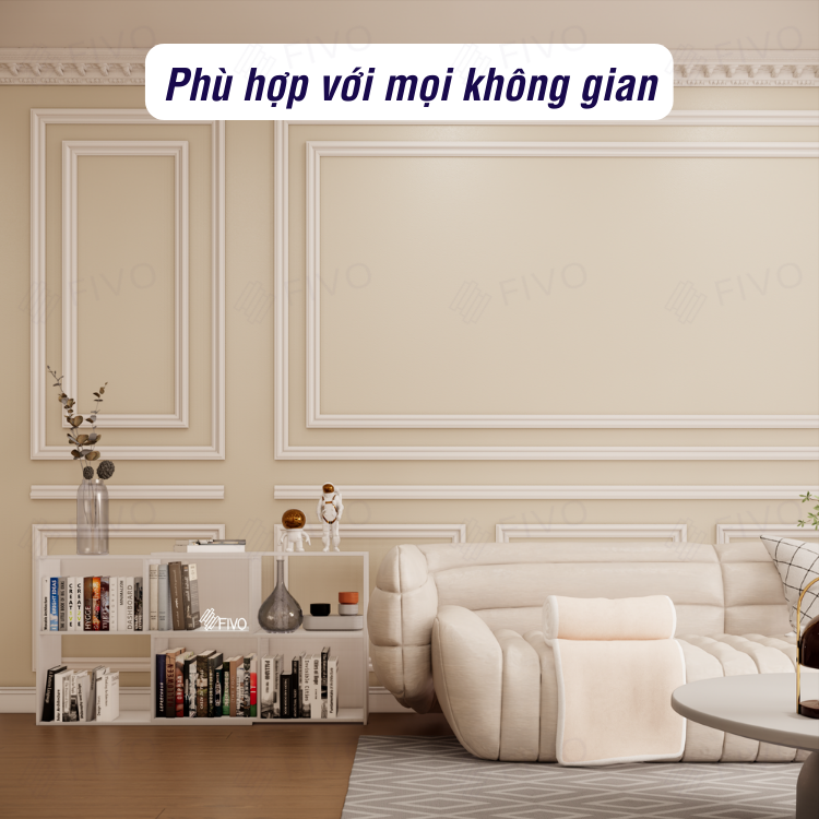 Kệ Sách Gỗ Trang Trí Để Sàn FIVO FB72 Màu Trắng, Nội Thất Thông Minh, Đóng Mở Tùy Thích, Tiết Kiệm Diện Tích - Hàng Chính Hãng