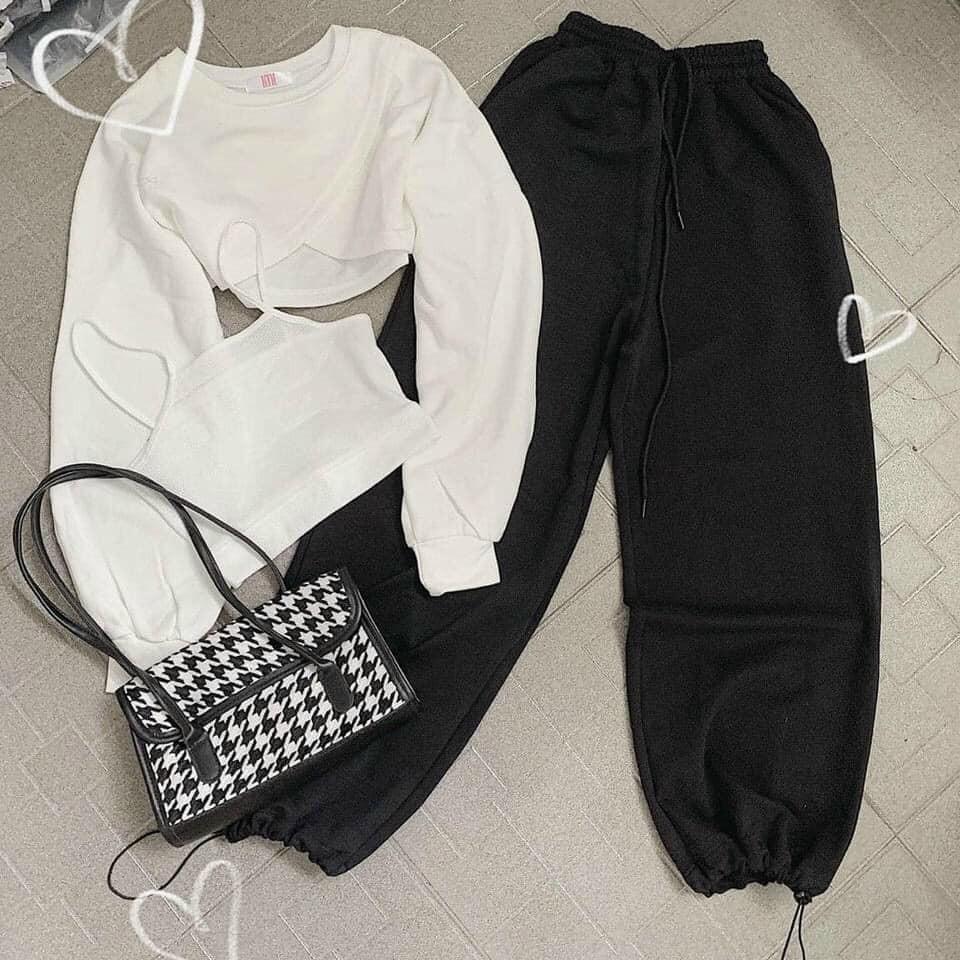 Sét 3 món áo croptop dài tay + áo 2 dây + quần bom rút ống cá tính, trẻ trung, năng động (kèm video/ảnh thật) Nguyễn Hoa