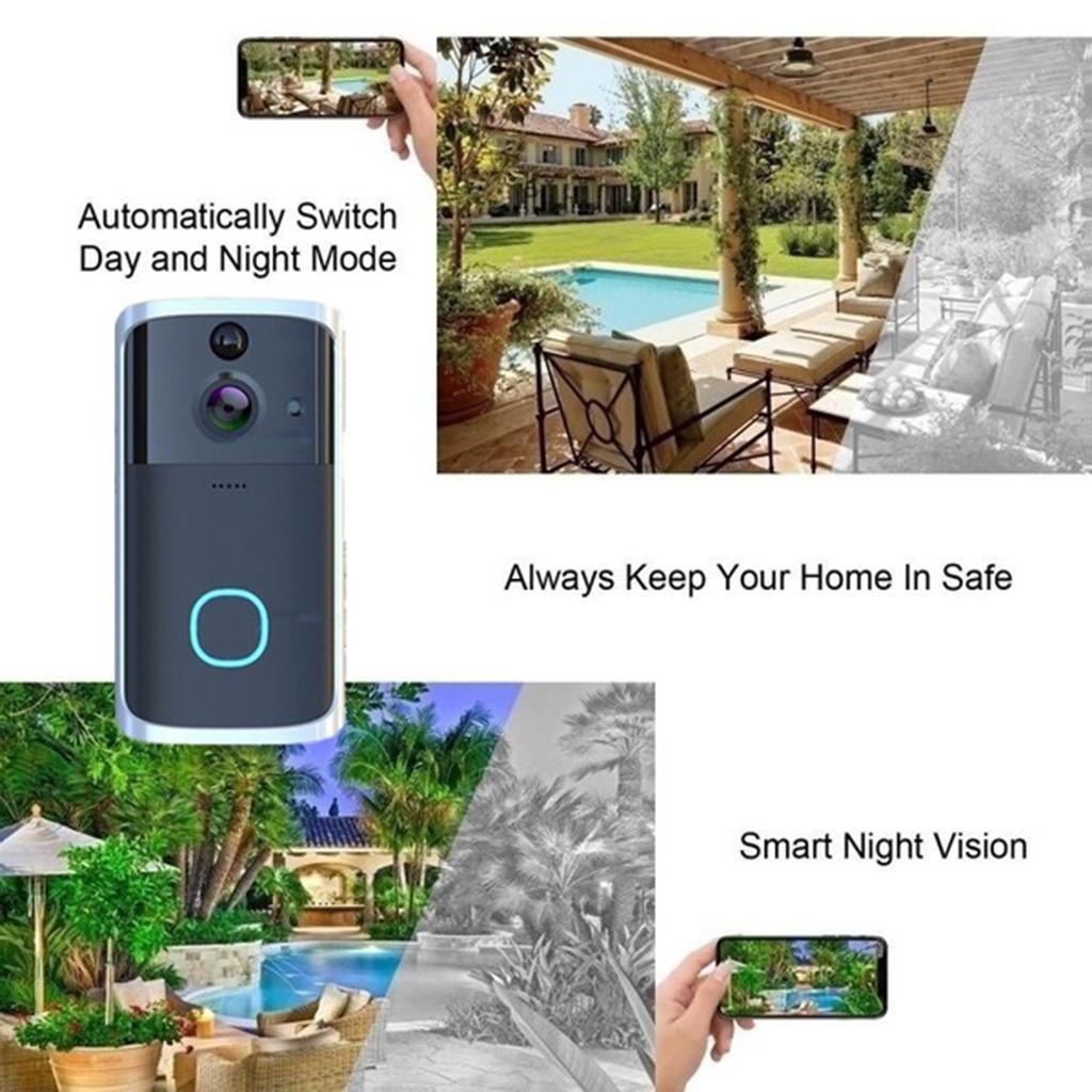 Silver Wifi Video Doorbell Wire-Free Camera Chime Security  Intercom AU