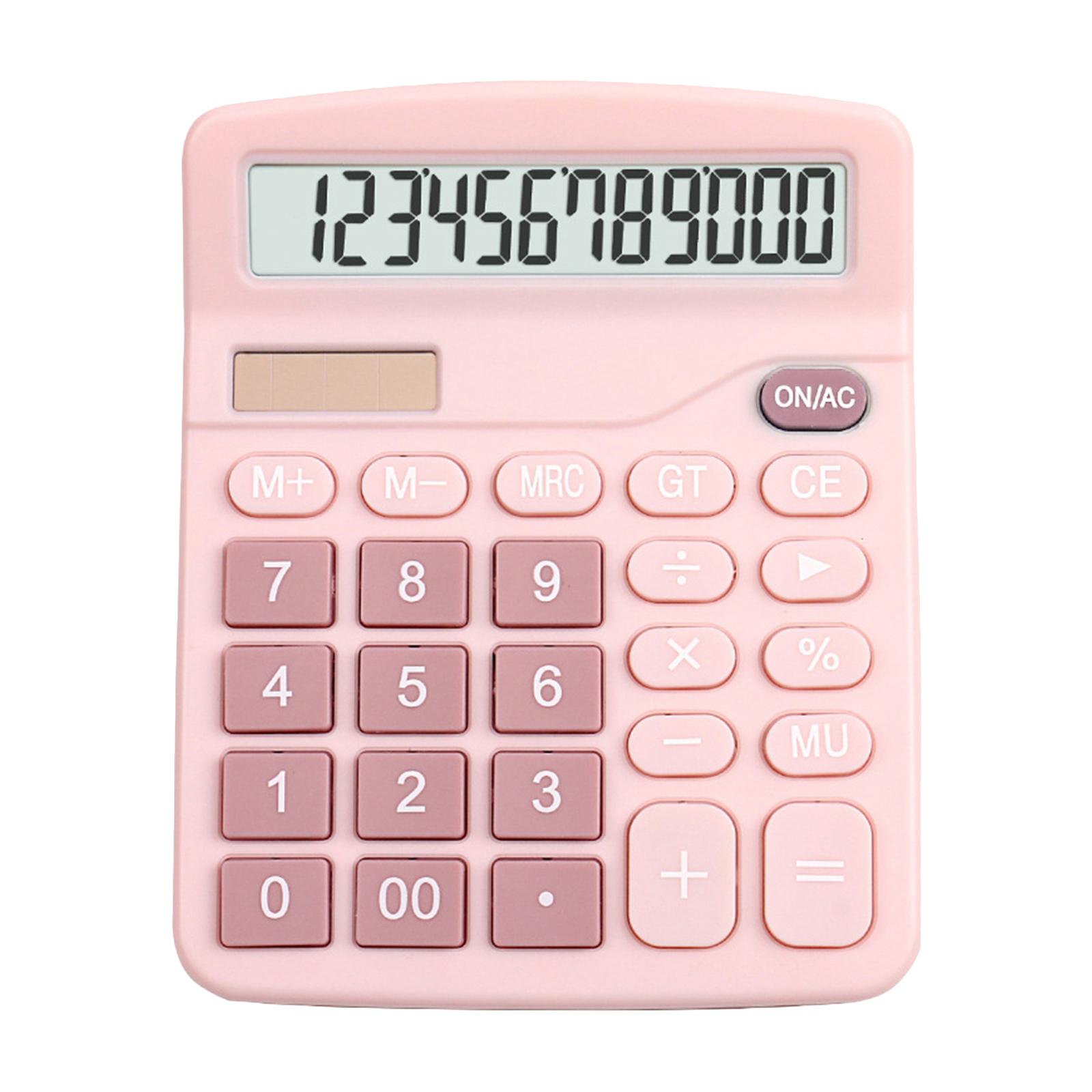 2xOffice Handheld Desktop Calculator Dual Solar Power Business Accounts Pink