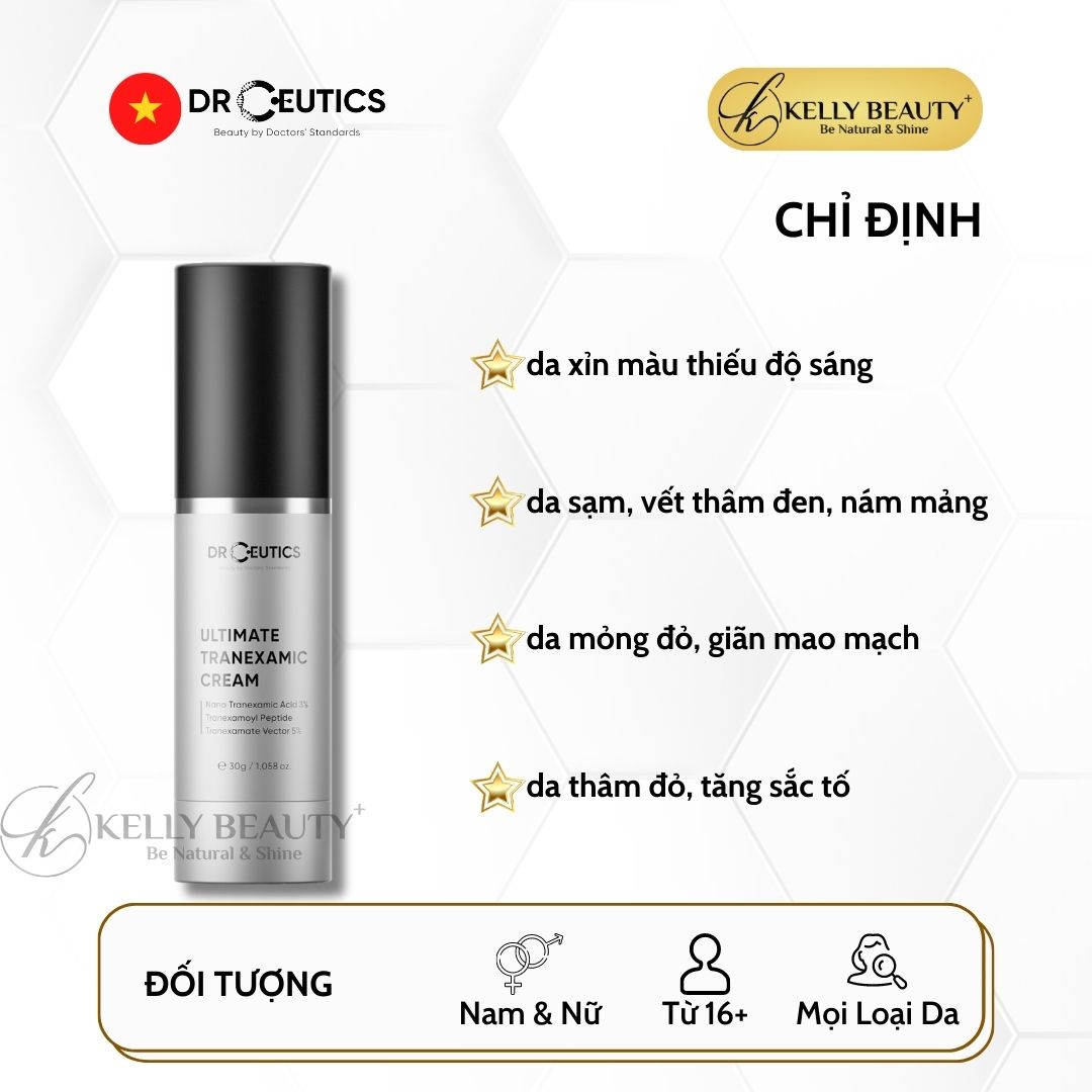 Kem Dưỡng Sáng Da DrCeutics Ultimate Tranexamic Cream - Cải Thiện Da Mỏng Đỏ, Mờ Thâm Sạm Nám - Kelly Beauty