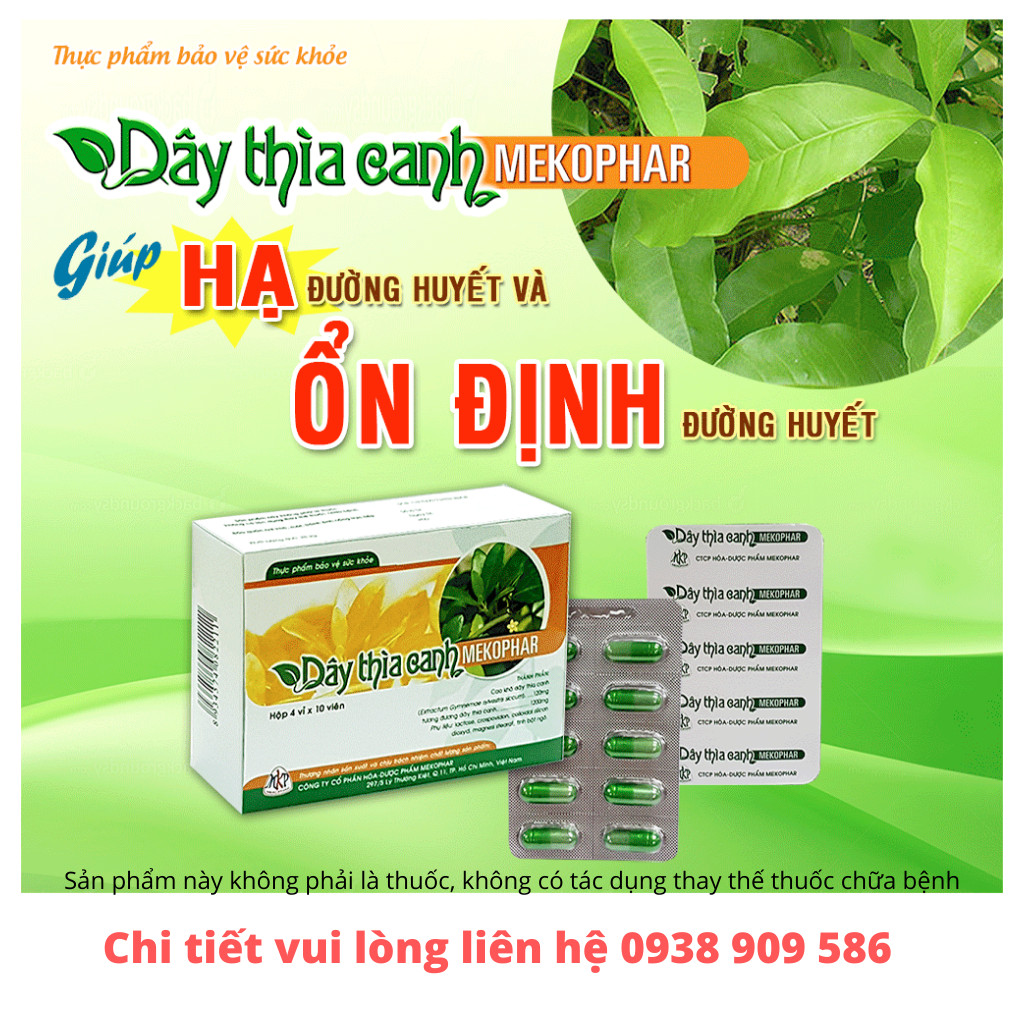 Viên Dây Thìa Canh Mekophar Giảm và ổn định ĐƯỜNG HUYẾT - Hộp 40 viên - MKPDAYTHIACANH