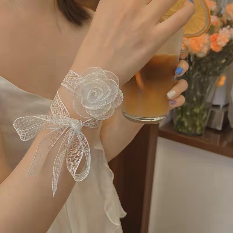 Vòng cổ choker vòng tay ren hoa hồng voan băng đô cài tóc make up trang điểm cô dâu phù dâu ngày cưới phụ kiện cho nữ nhiều cách dùng