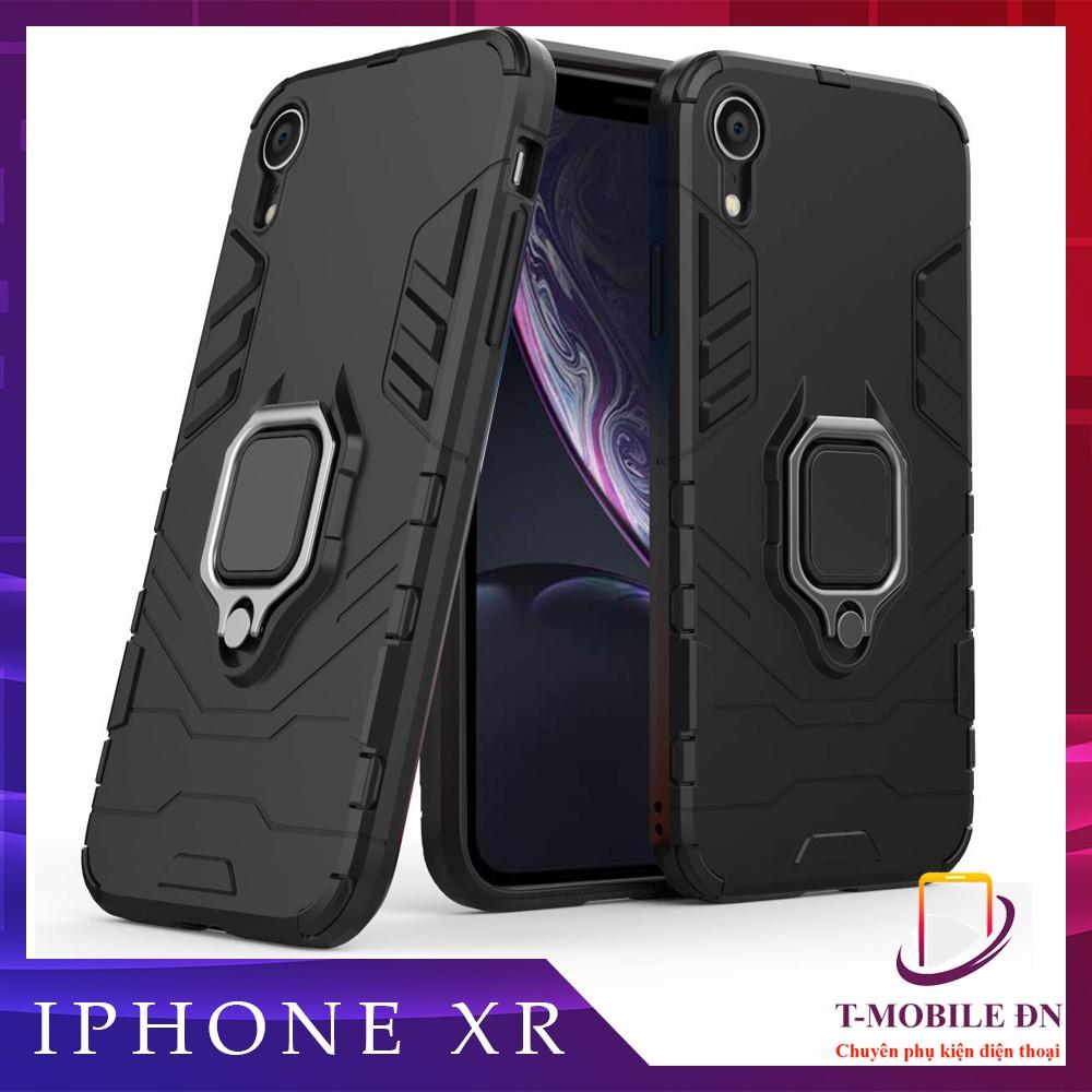 Ốp lưng cho iPhone XR iron man chống sốc kèm nhẫn xoay chống xem video bảo vệ camera