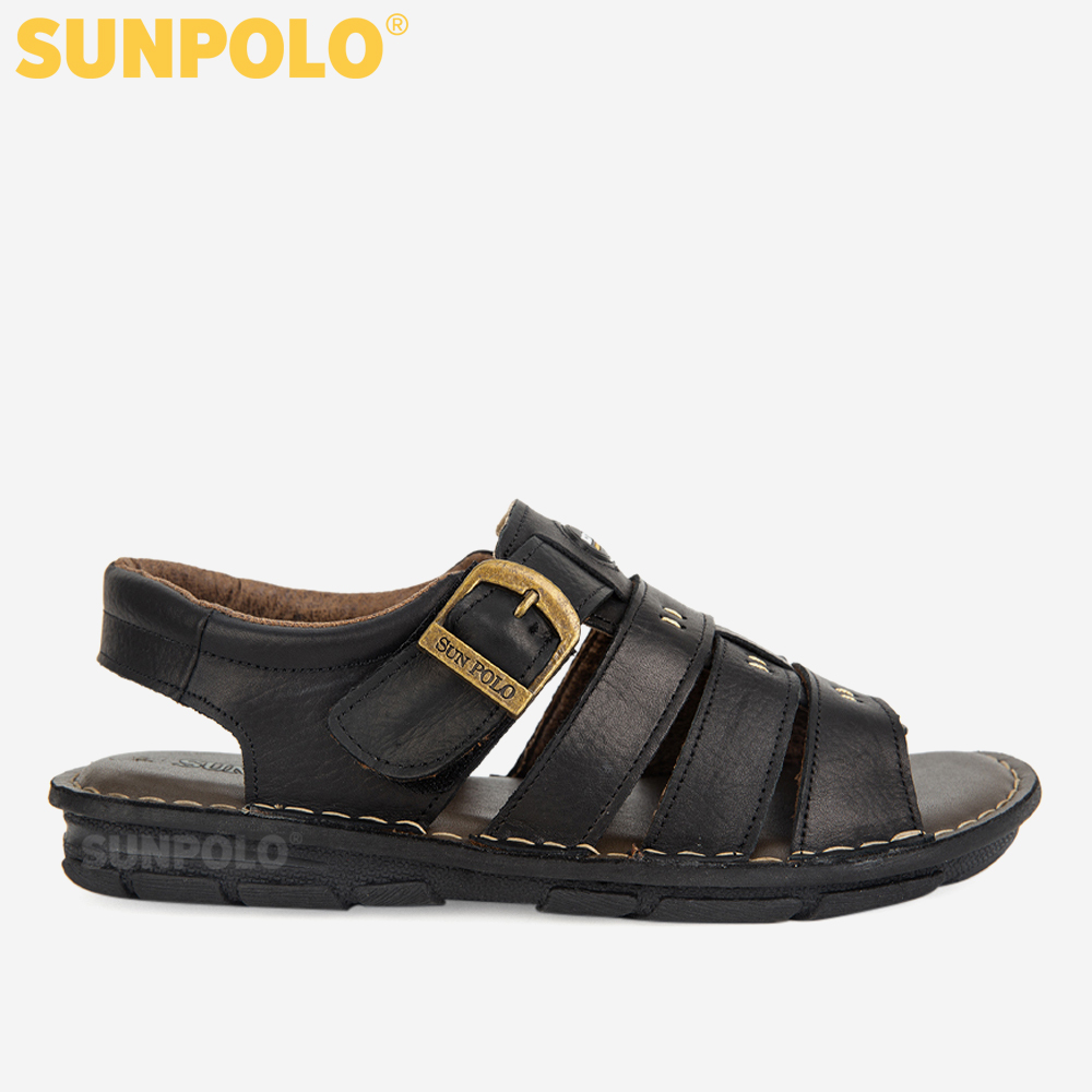 Xăng Đan Quai Ngang, Giày Sandal Nam Da Bò SUNPOLO SDA006