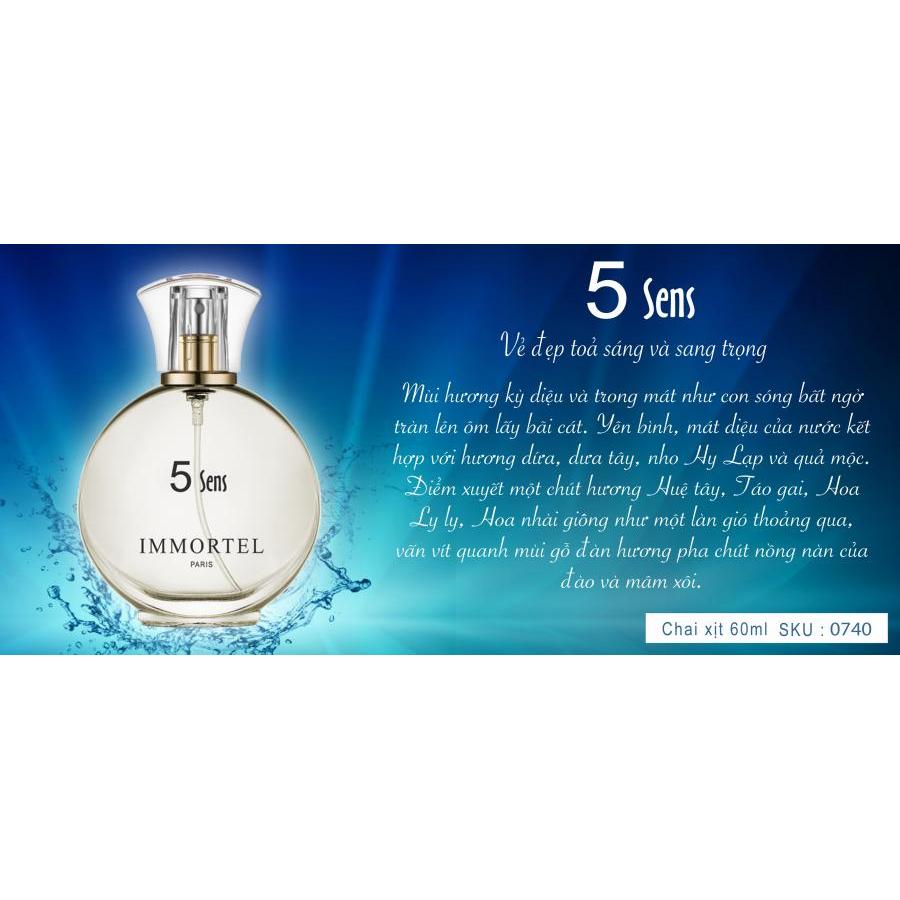 Nước hoa nữ IMMORTEL PARIS 5Sens dung tích 60ml Eau De Parfum - Với Mùi hương kỳ diệu và trong mát , nổi bật