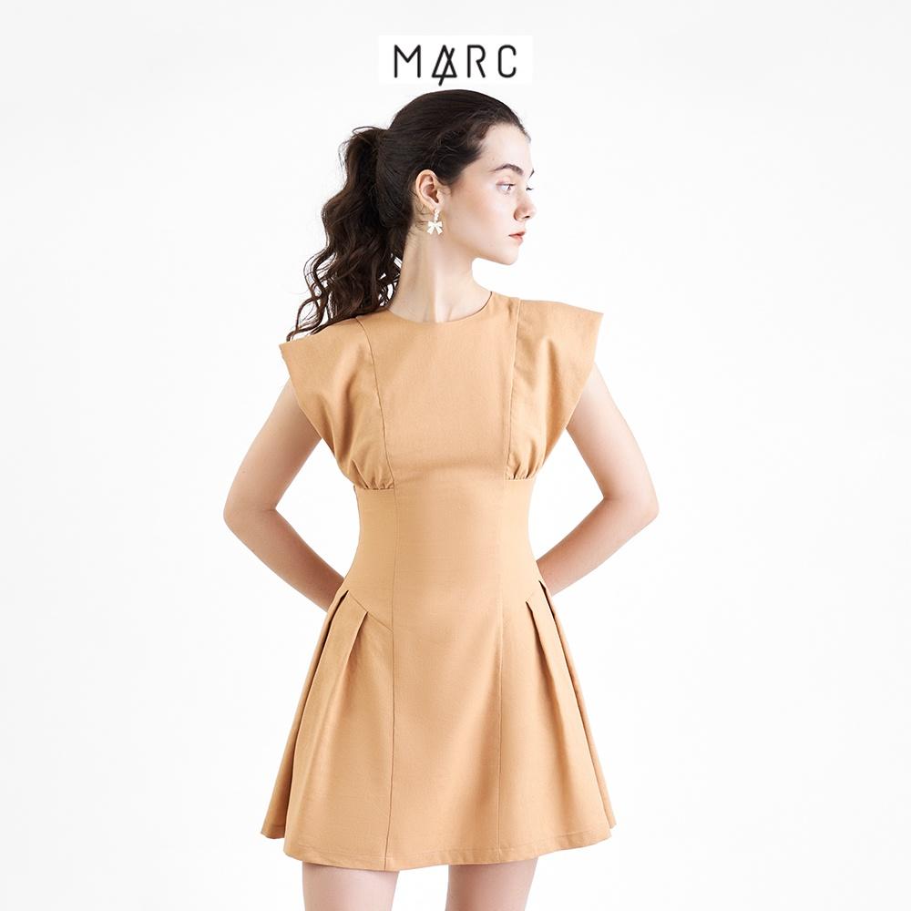 Đầm nữ MARC FASHION mini linen ôm eo nhún ngực tùng xếp ly FAVH033722