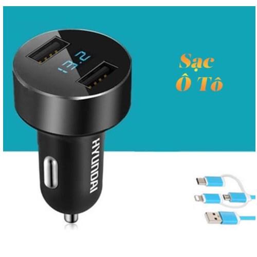 Tẩu Hyundai HY-36 Chia 2 Cổng USB nhỏ gọn sạc điện thoại trên oto nho gon